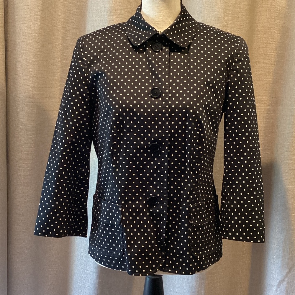 Talbots Black and White Polka Dot Blazer, size 10.
